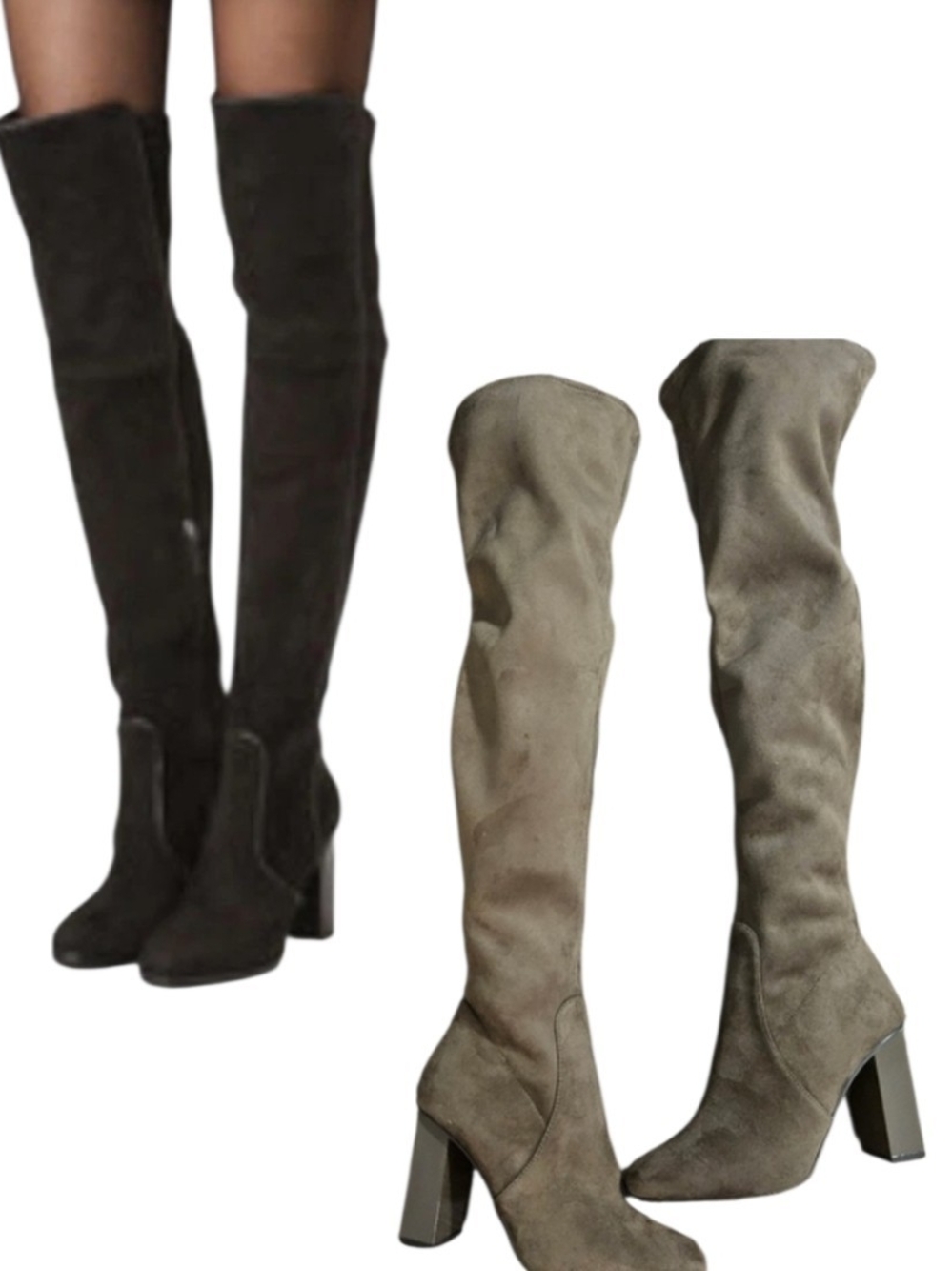 Michael Kors Petra Stretch Suede Over The Knee Boots Taupe Grey sz 7
